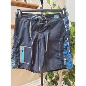 Just Keep Livin Men's Blue Polyester Logo Print Pull On Swimwear Shorts Small